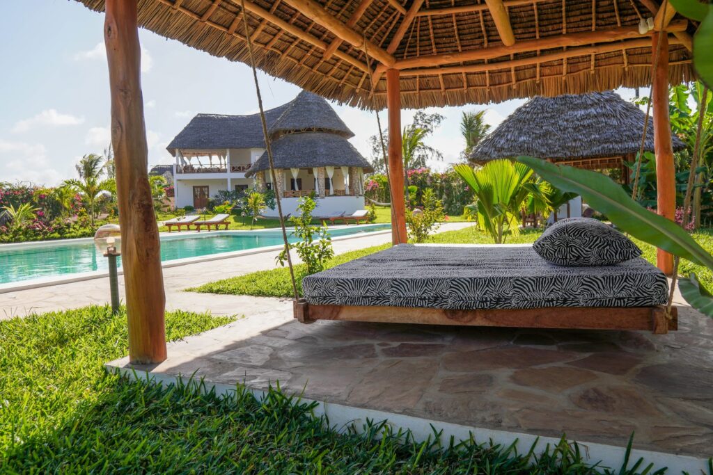 bed swing and left villa