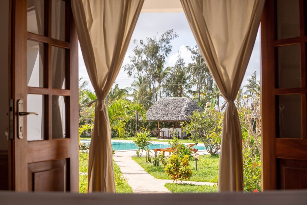 bedroom looking at garden